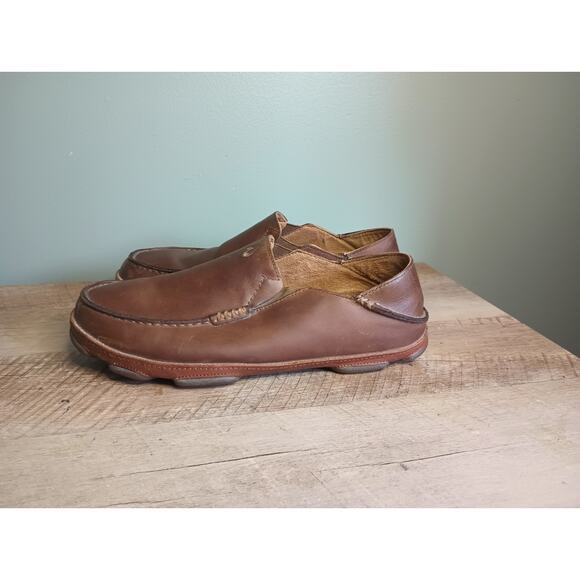 Olukai Mens Moloa Leather Slip On Shoes Loafers 11.5 Brown Island Vacation main image 10